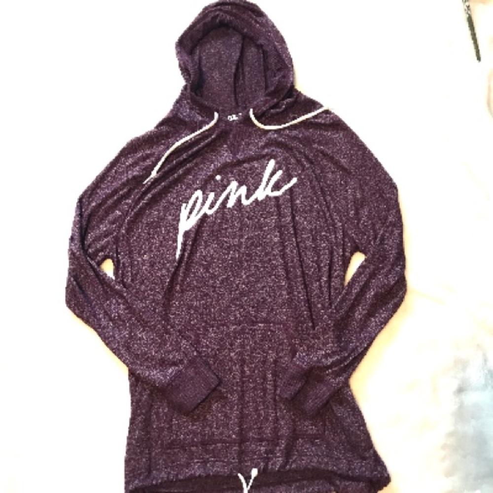 VS Pink Maroon Lightweight Tunic Hoodie Size Small